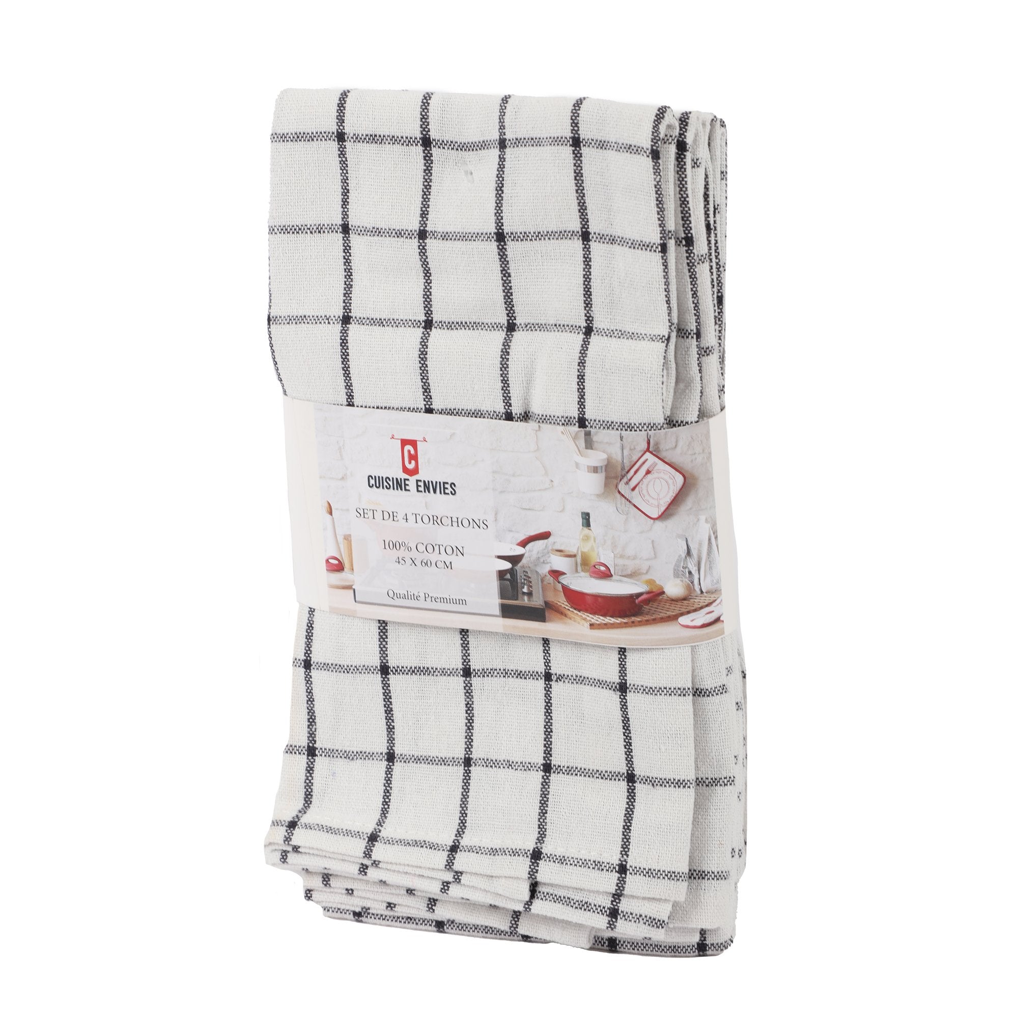 Lot de 4 Torchons cuisine coton maison