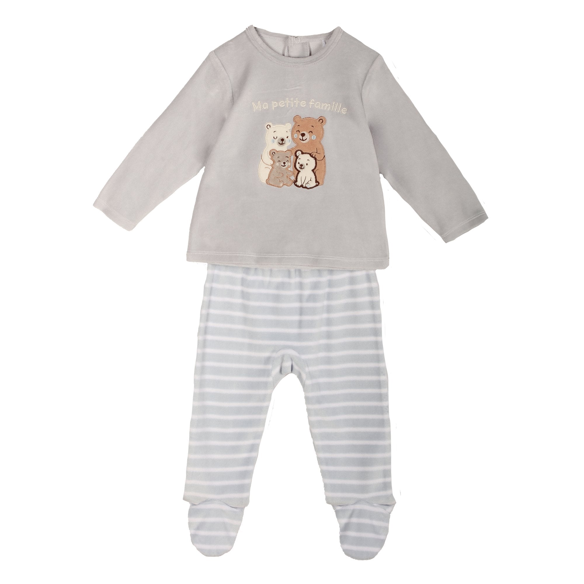 Stokomani Dors-bien velours vert ensemble bébé 12M coton
