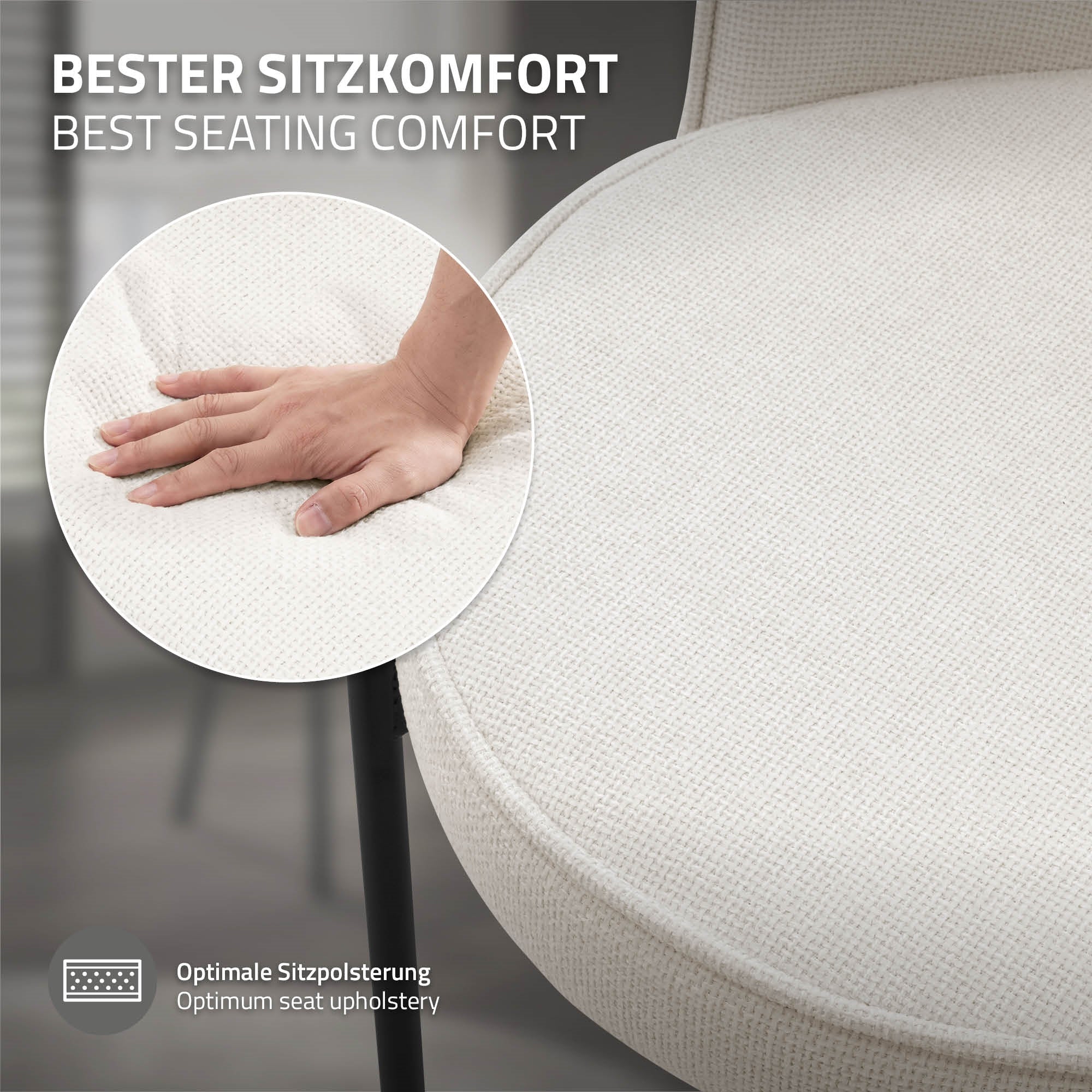 ECD Germany Möbel chaise salle à manger beige lot de 2 tissu
