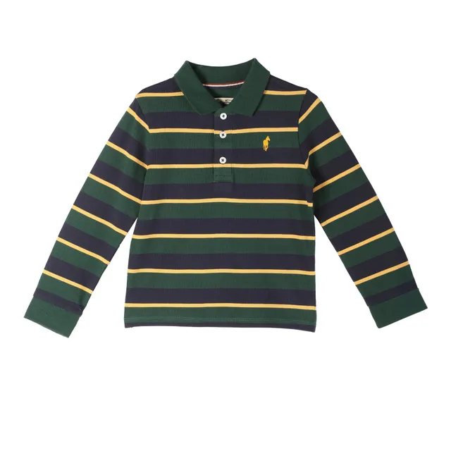 Stokomani Mode Polo à rayures vert enfant