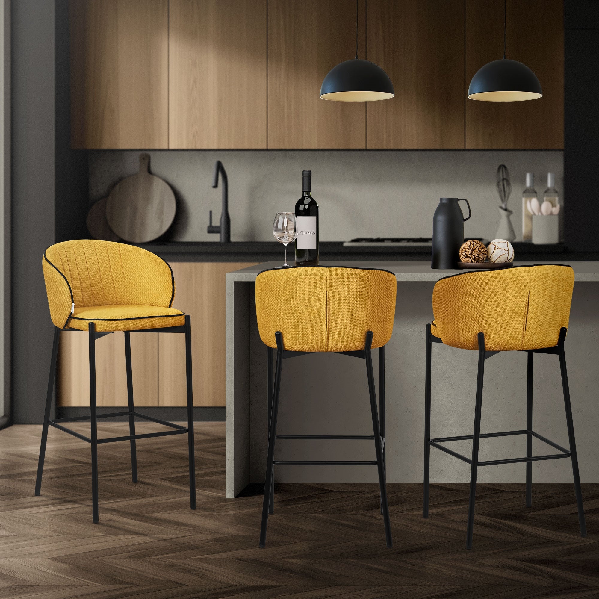 ECD Germany Möbel tabourets bar moutarde lot 2 dossier