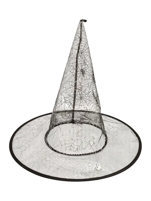 Stokomani Fêtes chapeau sorcière polyester Halloween argent