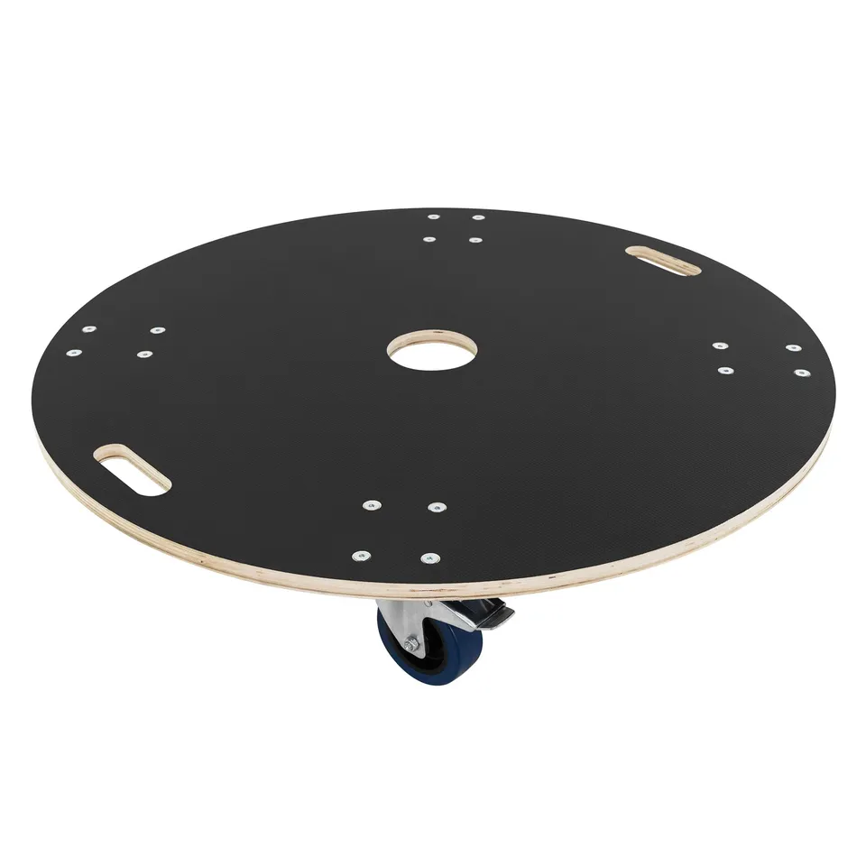 ECD Germany plateau roulant rond 87 cm bois 800 kg avec freins