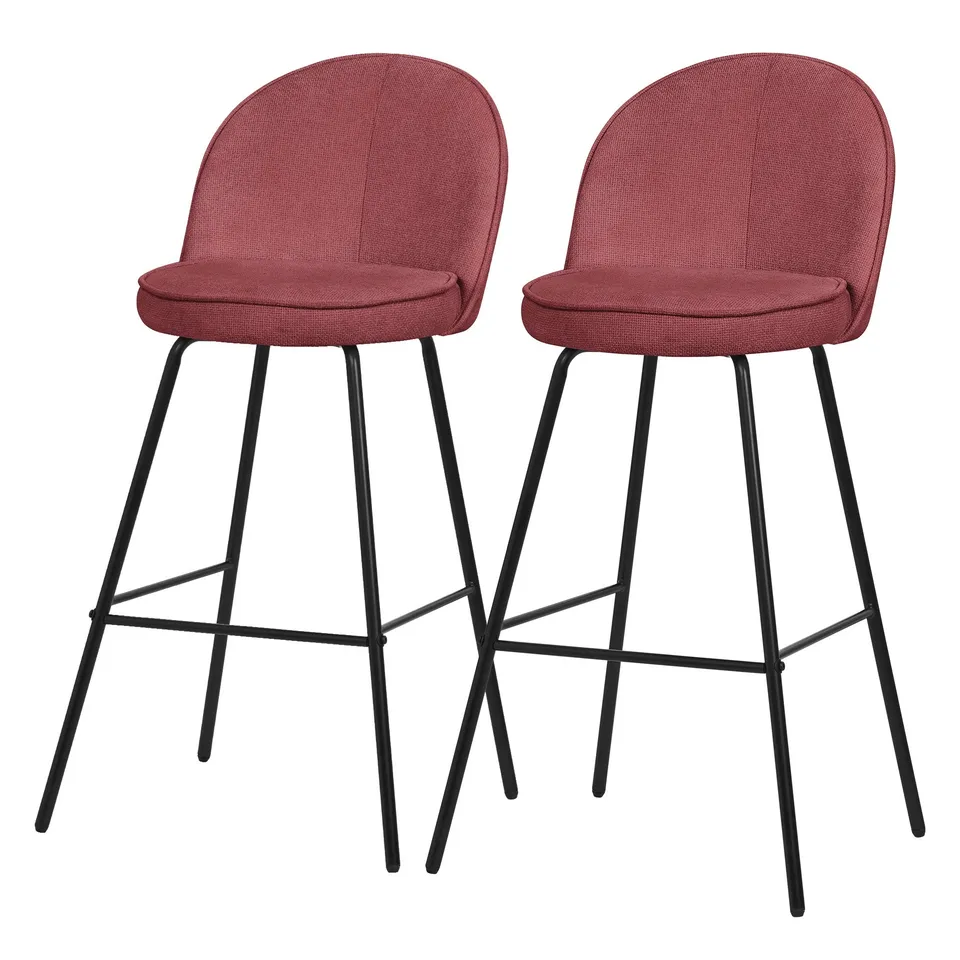 ECD Germany Möbel 2 tabourets bar rouges dossier 102 cm