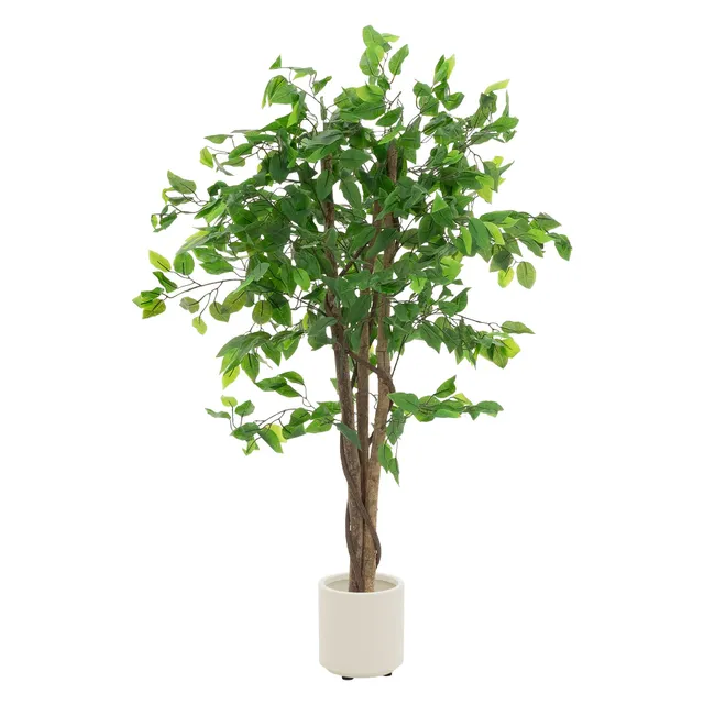 ML-Design Ficus artificiel 120 cm pot feuillage dense