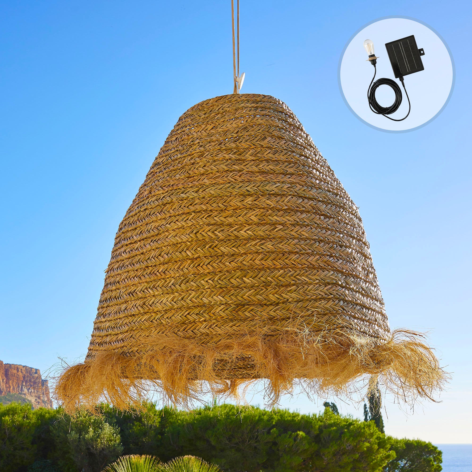 Red Deco Big Anafi Solar suspension solaire jonc de mer 100cm