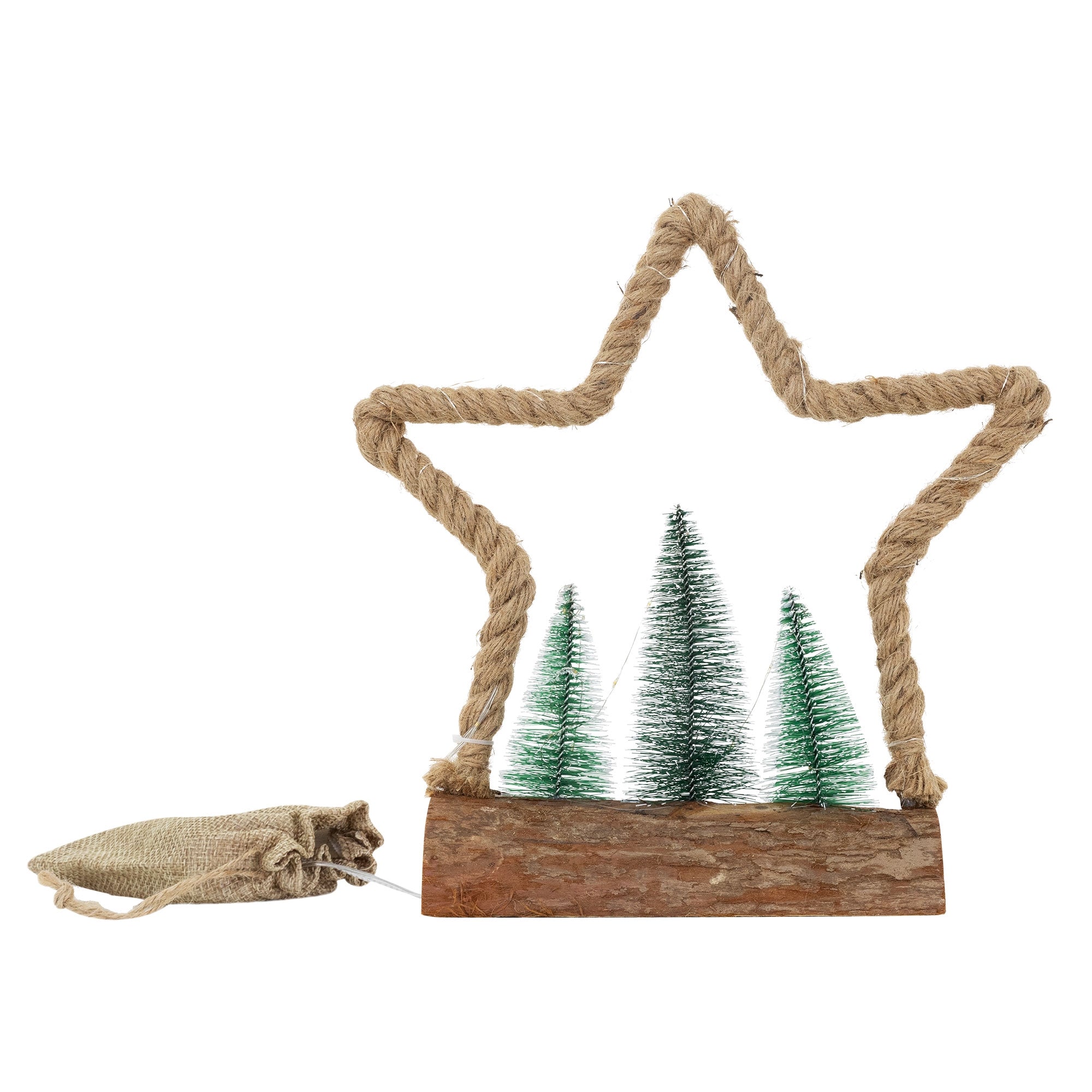 ECD Germany étoile lumineuse LED jute 30 cm blanc chaud