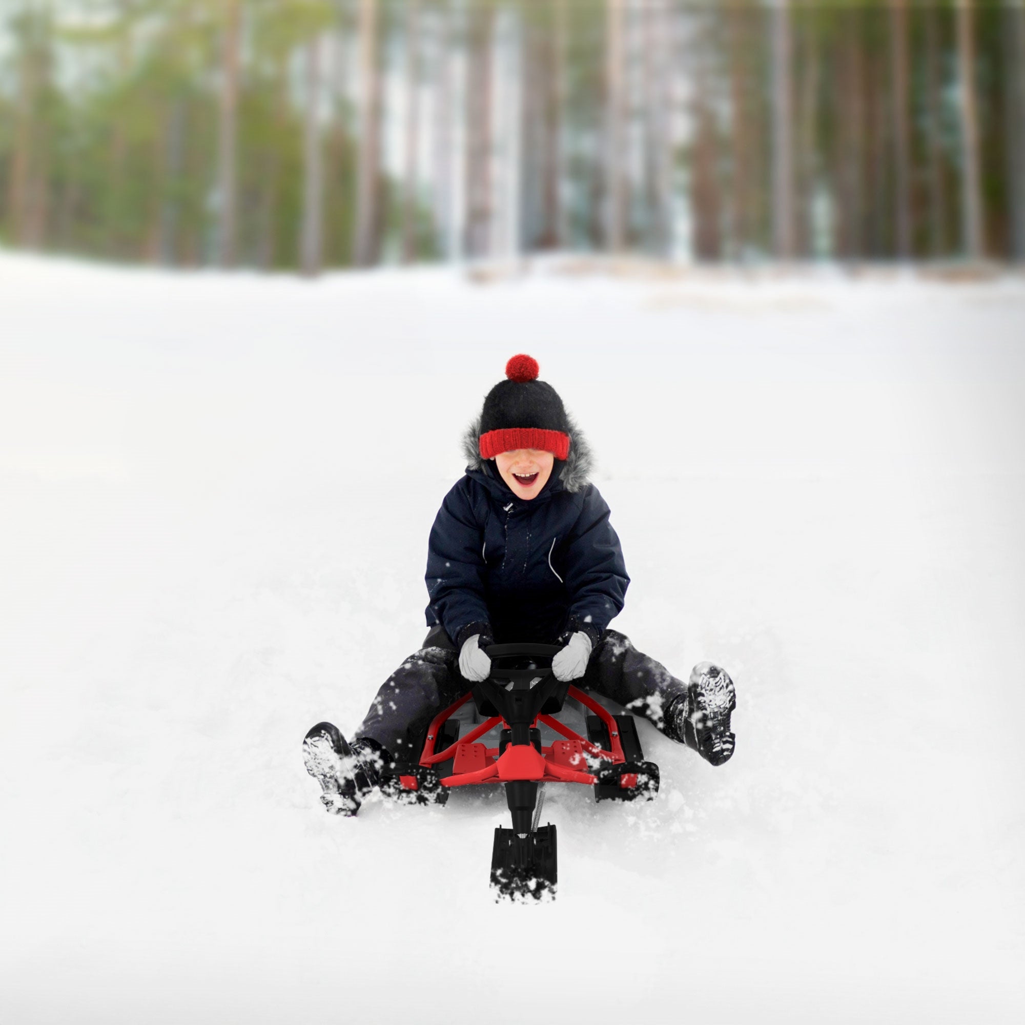 ECD Germany Kinder luge directionnelle rouge avec frein