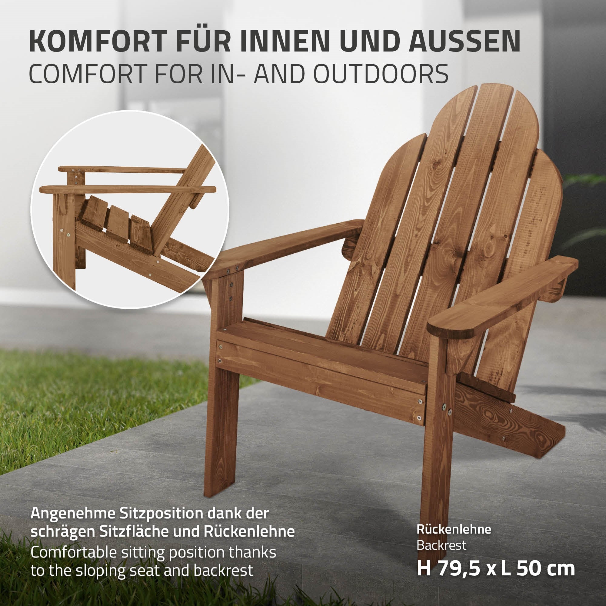ECD Germany Garten lot 2 fauteuils Adirondack bois marron