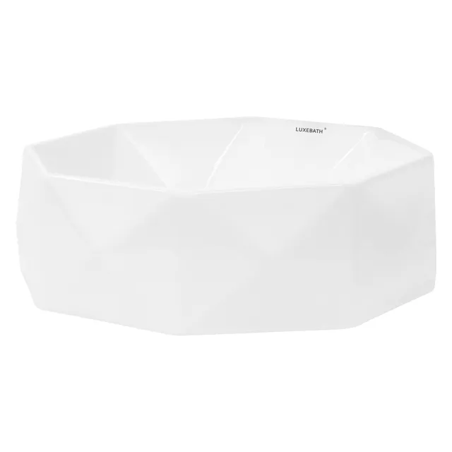 LuxeBath Diamant 42 cm vasque blanche céramique sans trop-plein