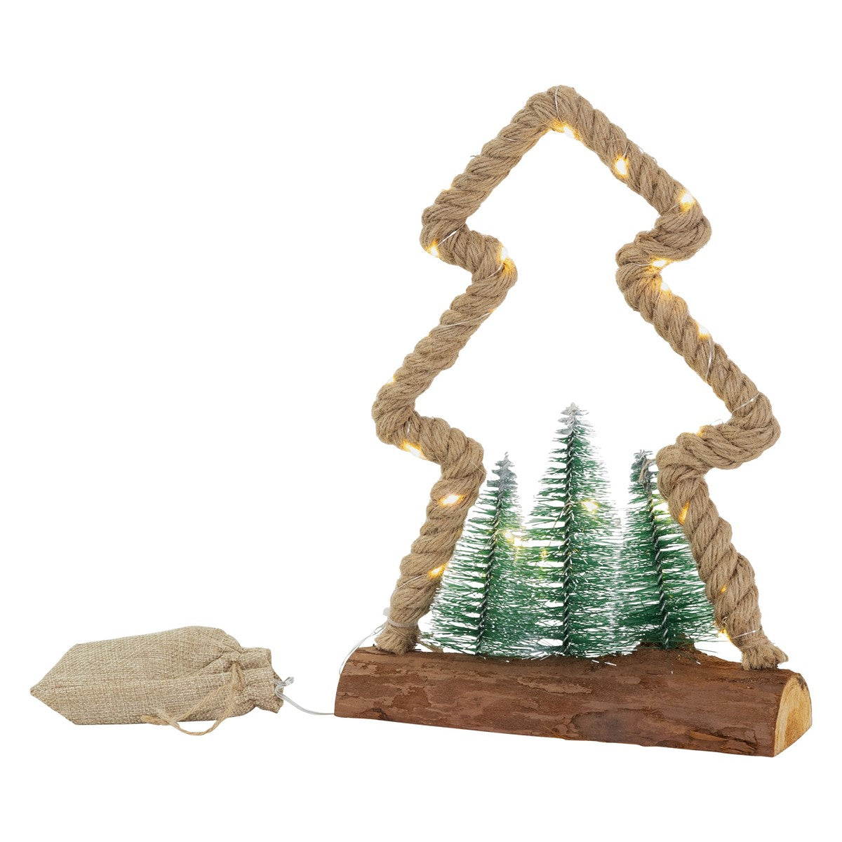 ECD Germany Haus sapin Noël jute LED 30 cm blanc chaud