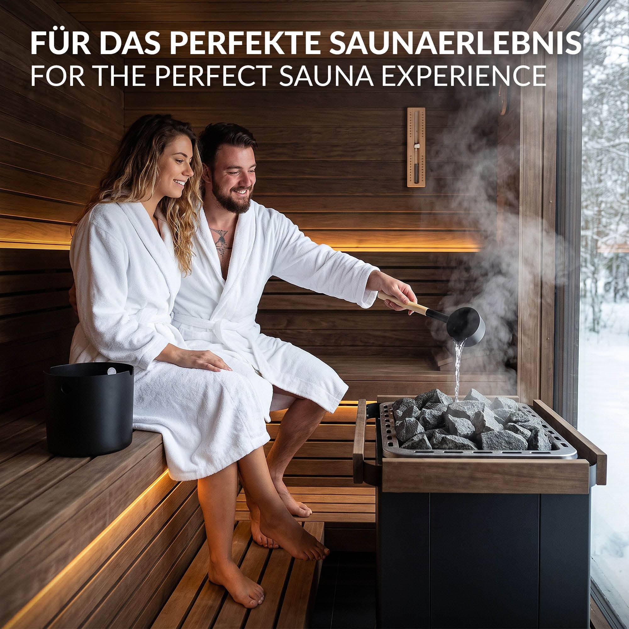 ECD Germany Haus Wohnen LuxeBath kit sauna seau 7L noir 2 pièces