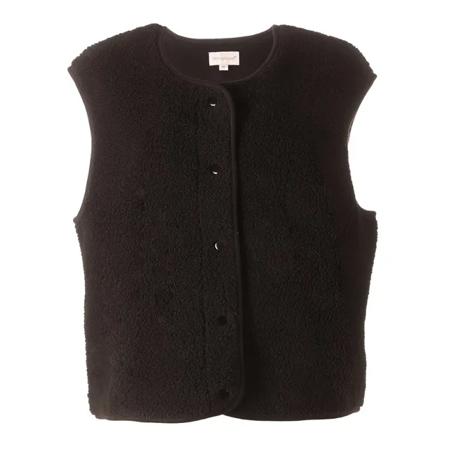 Stokomani Mode veste sans manche moumoute noir femme