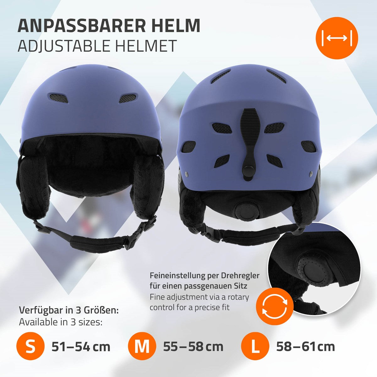 ECD Germany Sport casque ski bleu M 55-58 cm ventilé