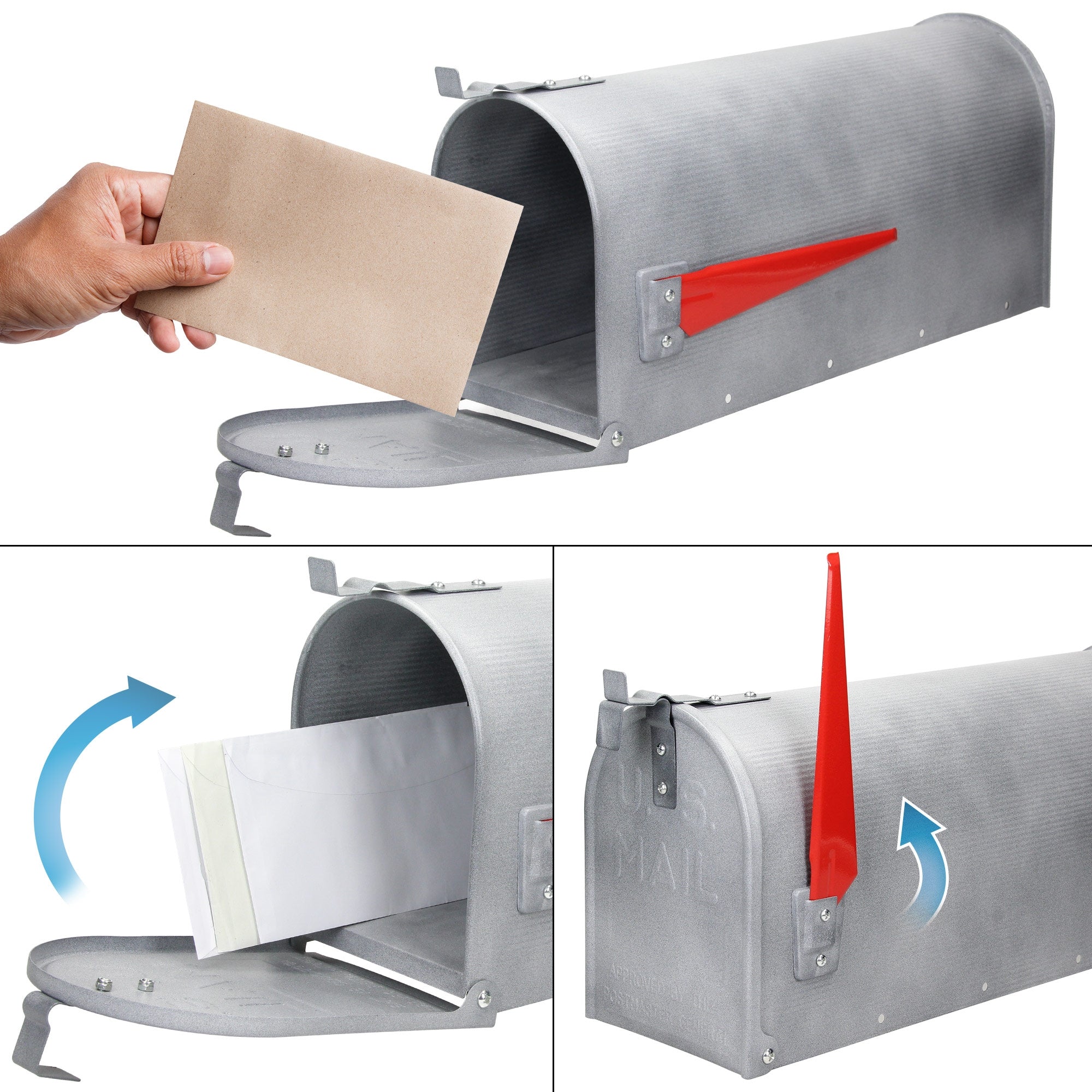 ECD Germany boîte aux lettres US aluminium gris béton avec drapeau