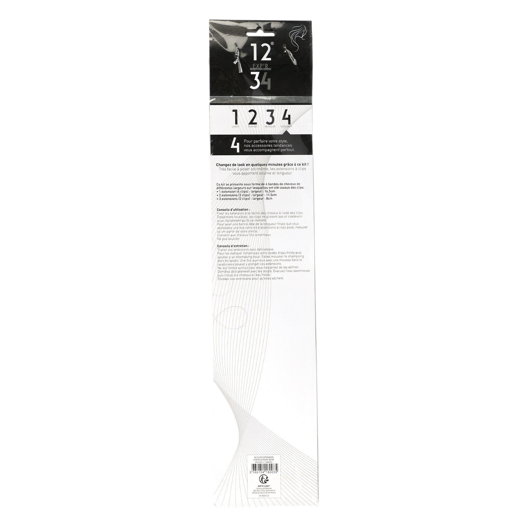 Stokomani Beauté extensions cheveux clips noires 46 cm