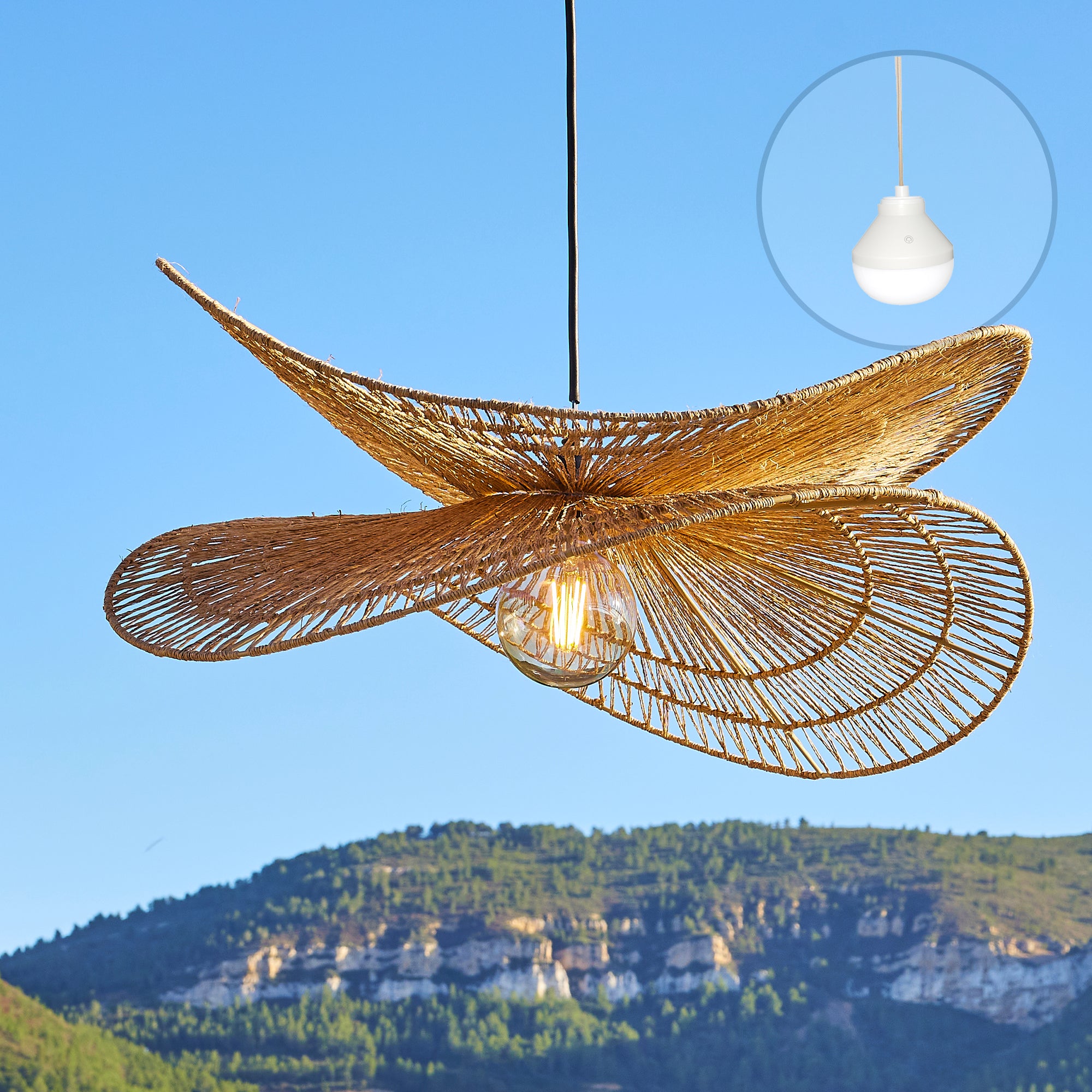 Red Deco Solara Nomad suspension jute sans fil LED RGB