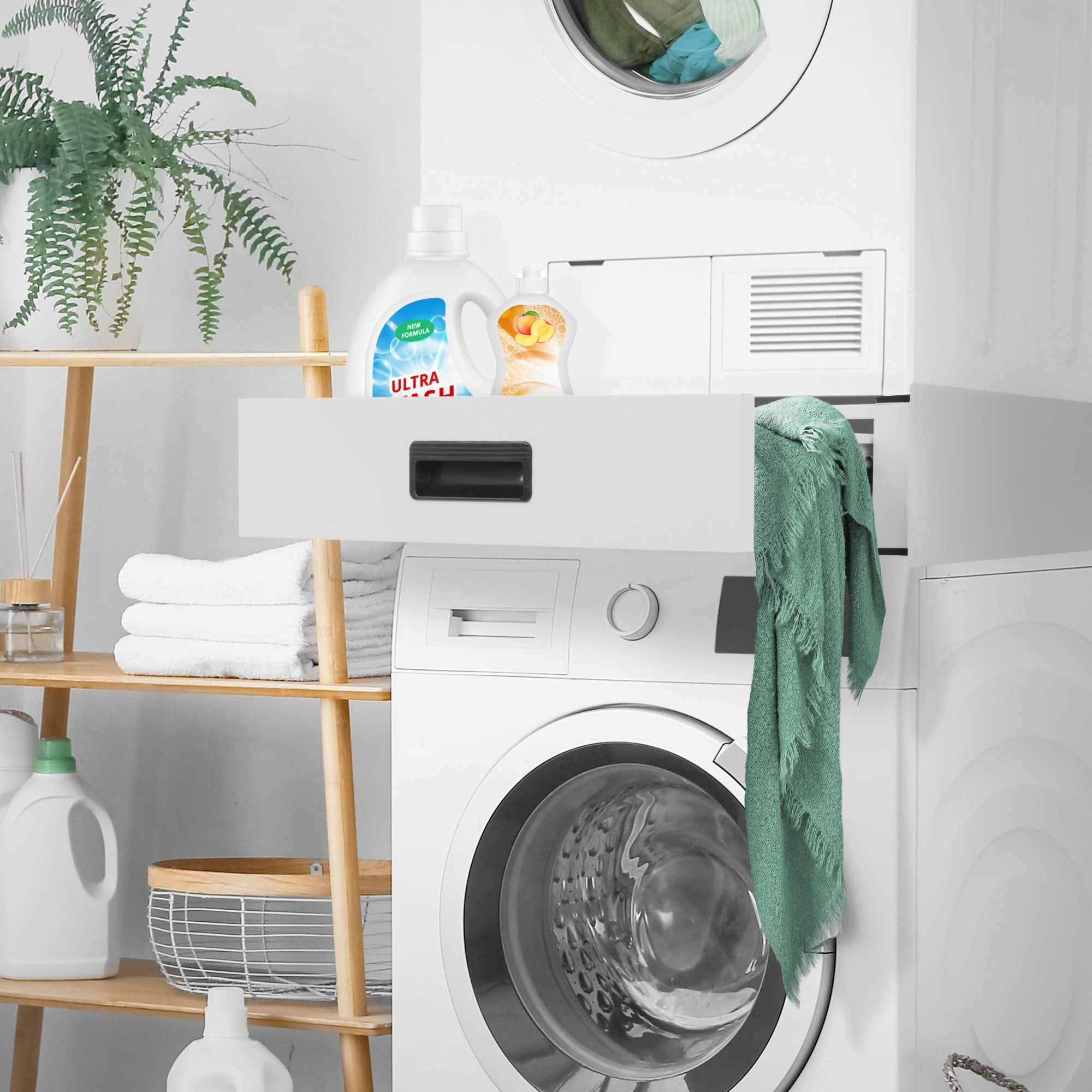 ECD Germany Möbel kit superposition lave-linge blanc 60,5x54 tiroir 10kg