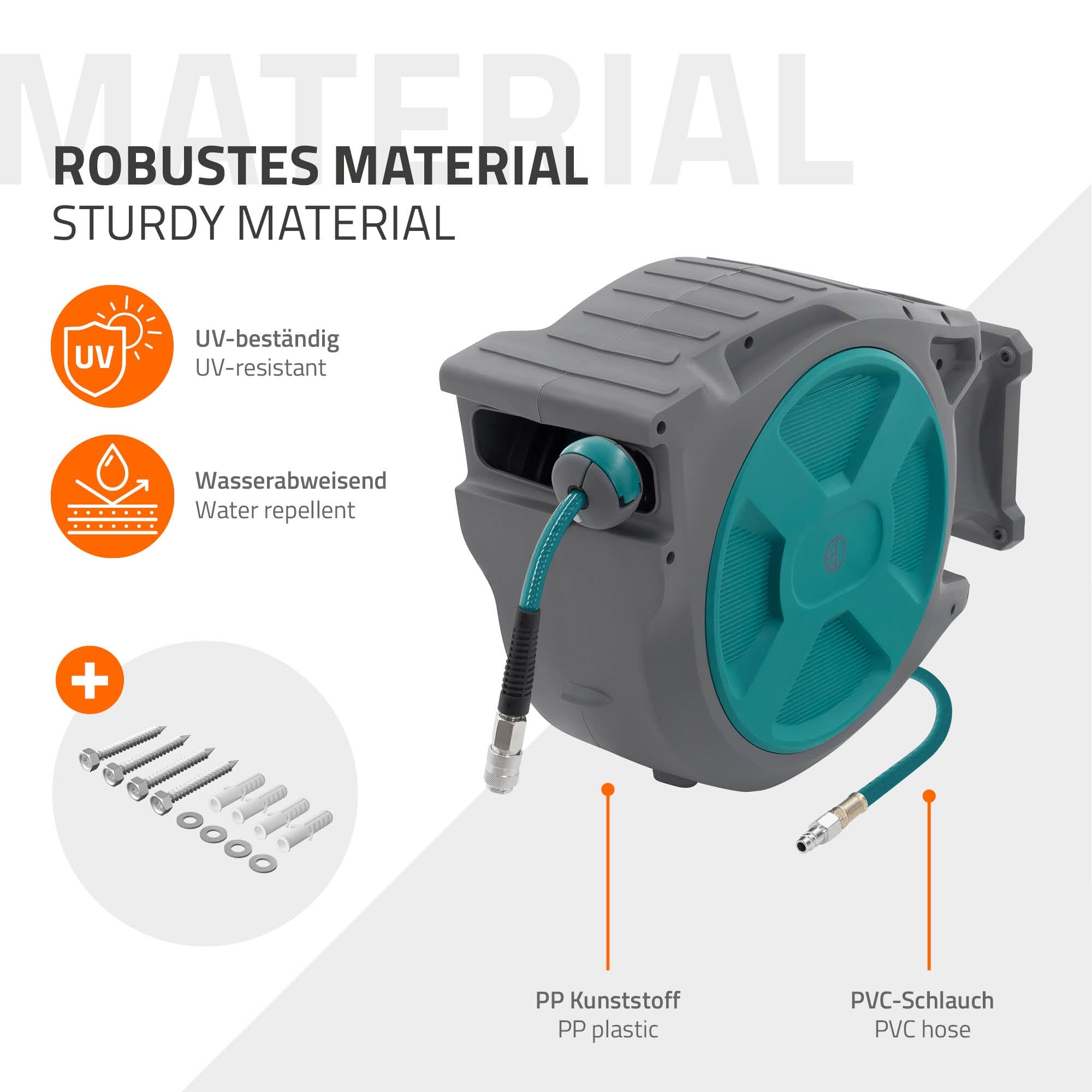 ECD Germany Werkstatt & Werkzeuge enrouleur tuyau air 30 m automatique