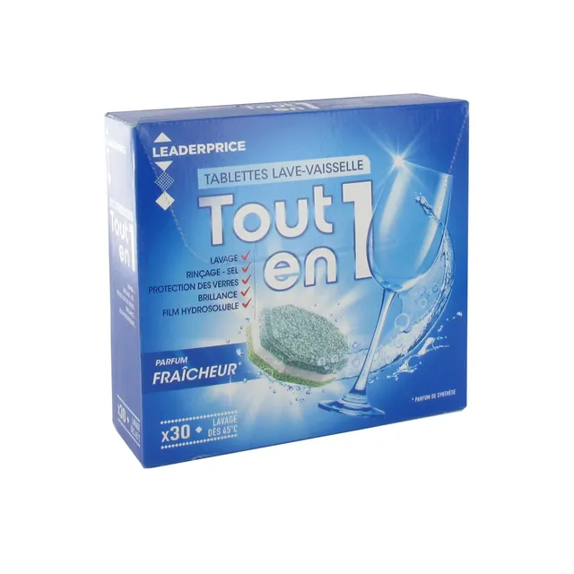 Leader Price tablettes lave-vaisselle tout-en-1 480g frais
