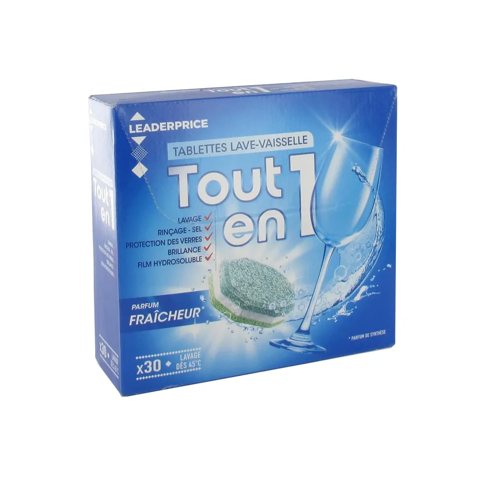 Leader Price tablettes lave-vaisselle tout-en-1 480g frais