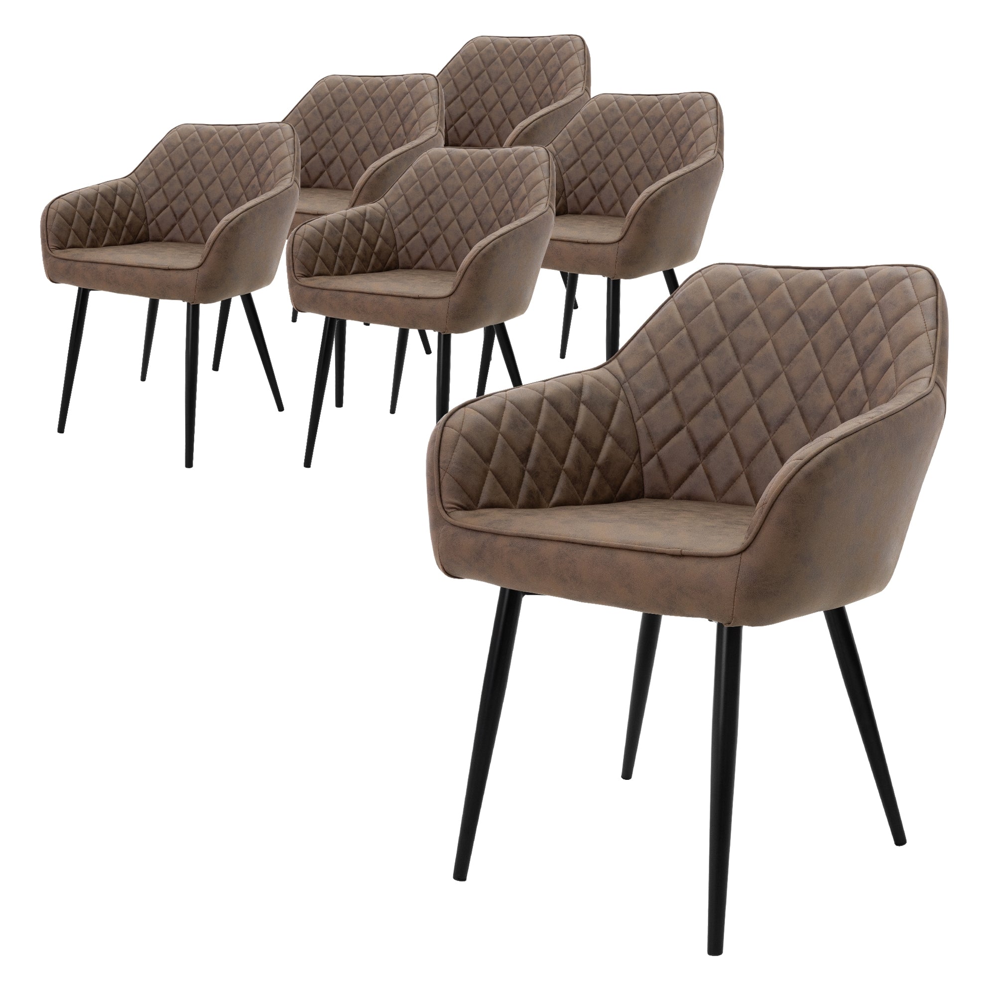 ECD Germany Möbel Chaise Salle à Manger Marron Lot 6 Rauten