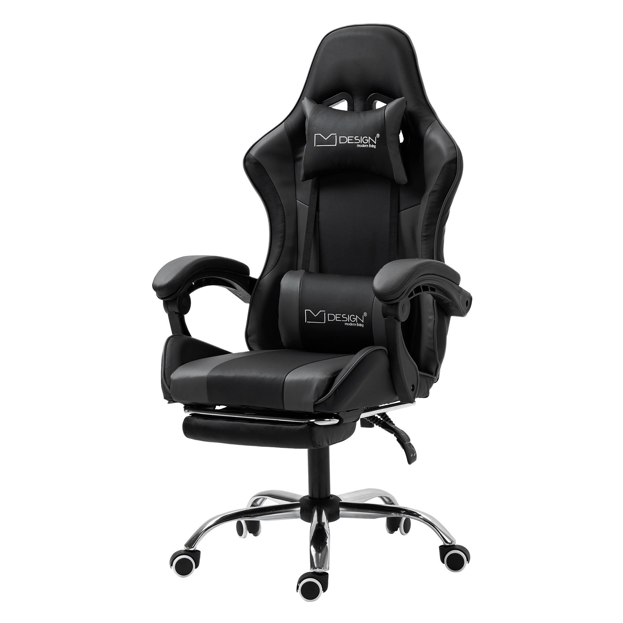 ECD Germany Möbel chaise gaming PU noir/bleu massage