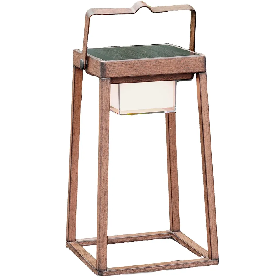 Red Deco Verona lanterne solaire effet bois H30cm blanc chaud