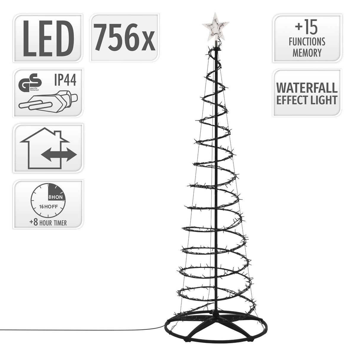 ECD Germany sapin de Noël LED 210 cm 756 blanc chaud