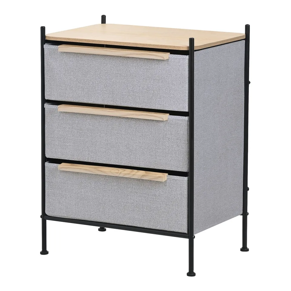 ML-Design commode 58x78 cm chêne 3 tiroirs tissu