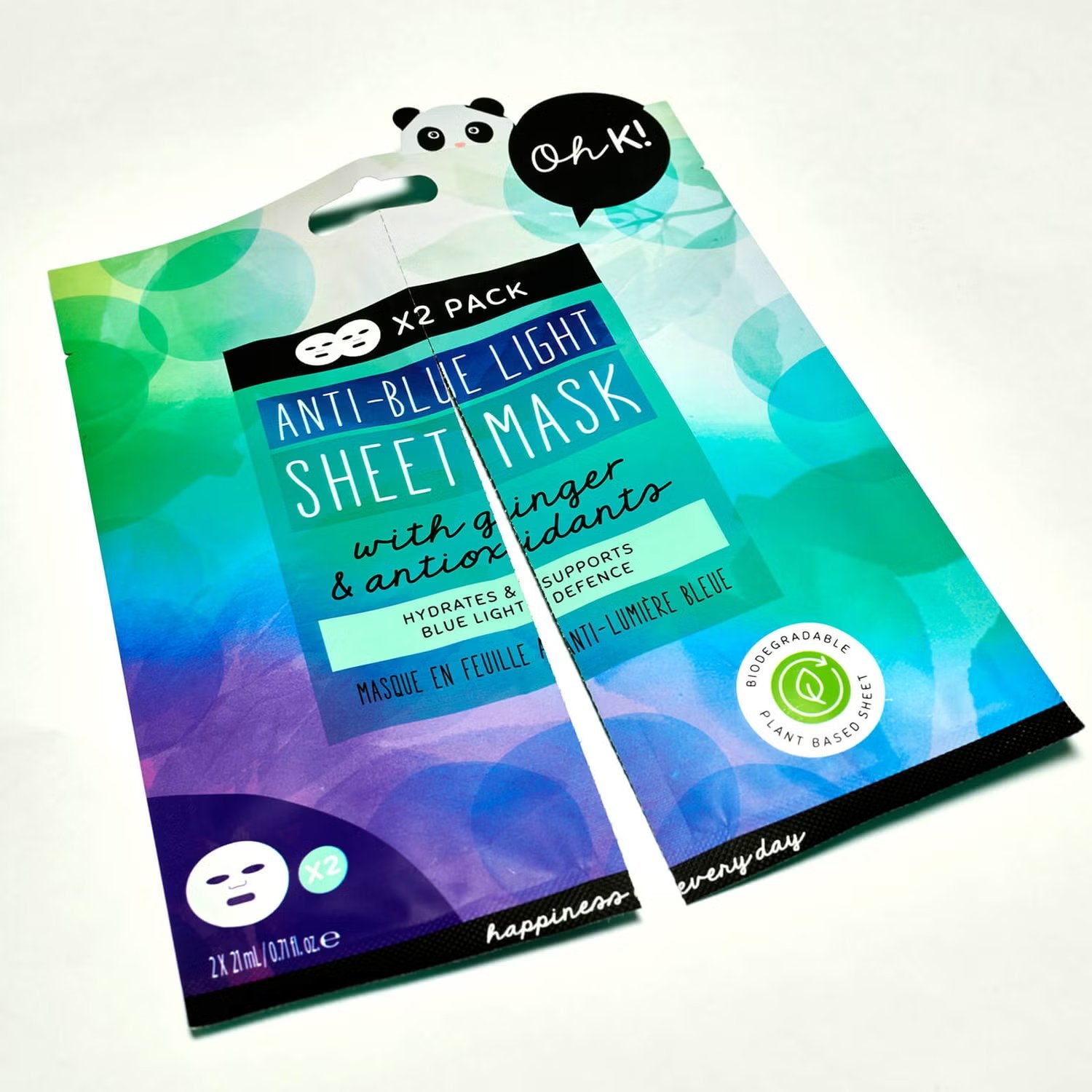 Lot 2 masques visage en tissu anti-lumière bleue soin