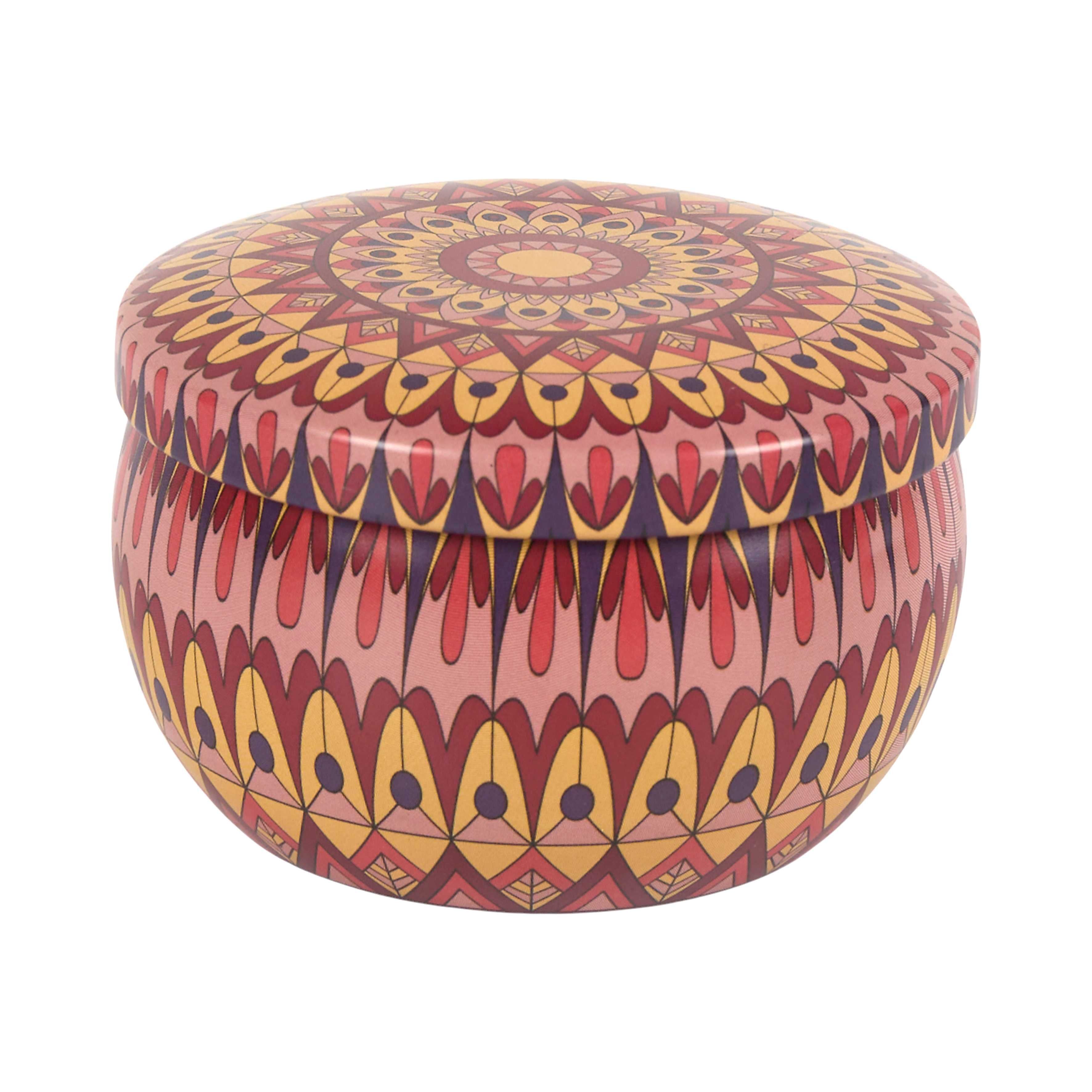 Bougie ronde métal mandala déco maison à offrir