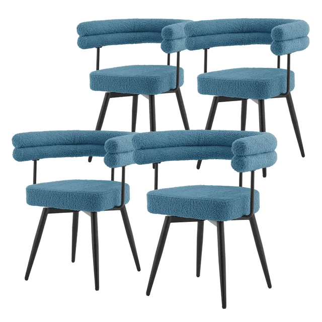 ECD Germany Möbel Chaise salle à manger bleu lot 4 teddy