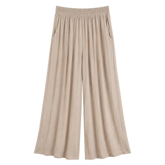 Pantalon large fluide beige femme taille M