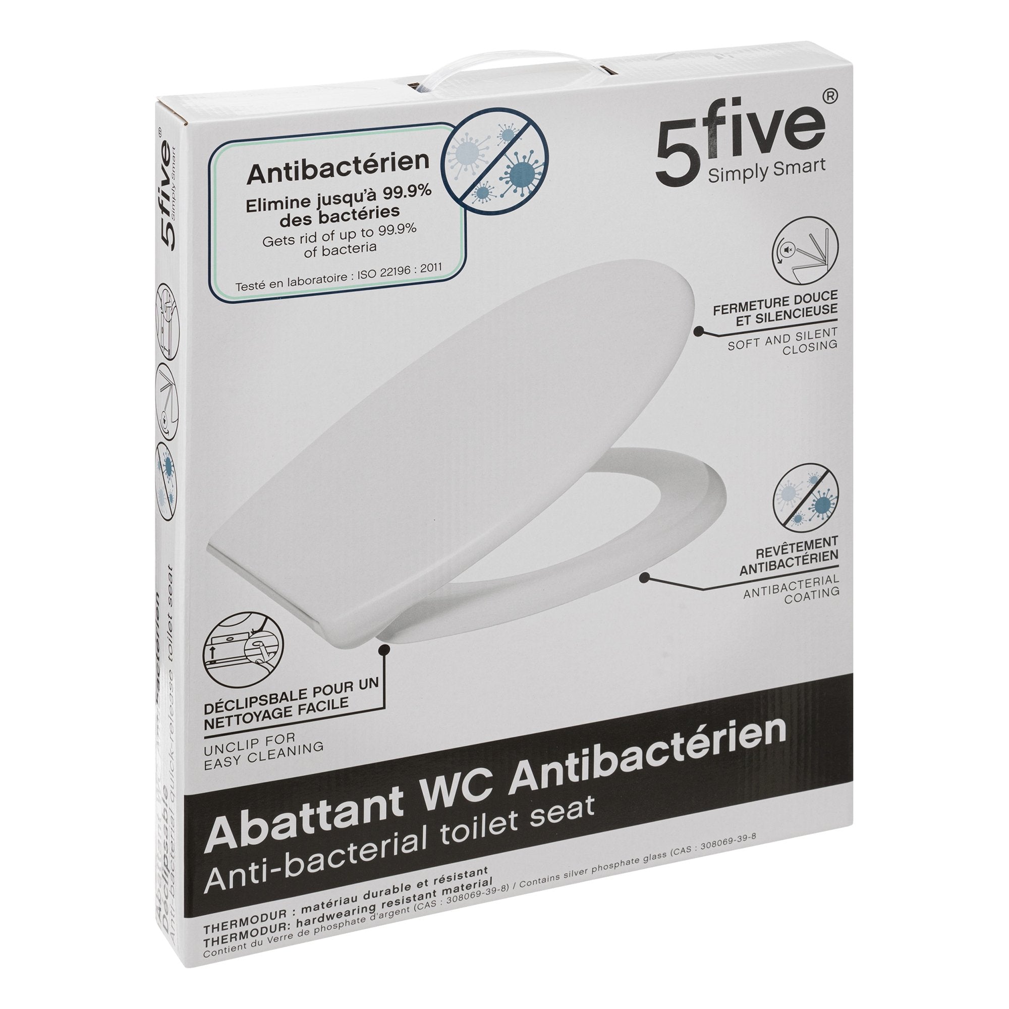 Stokomani Maison Abattant WC blanc antibactérien