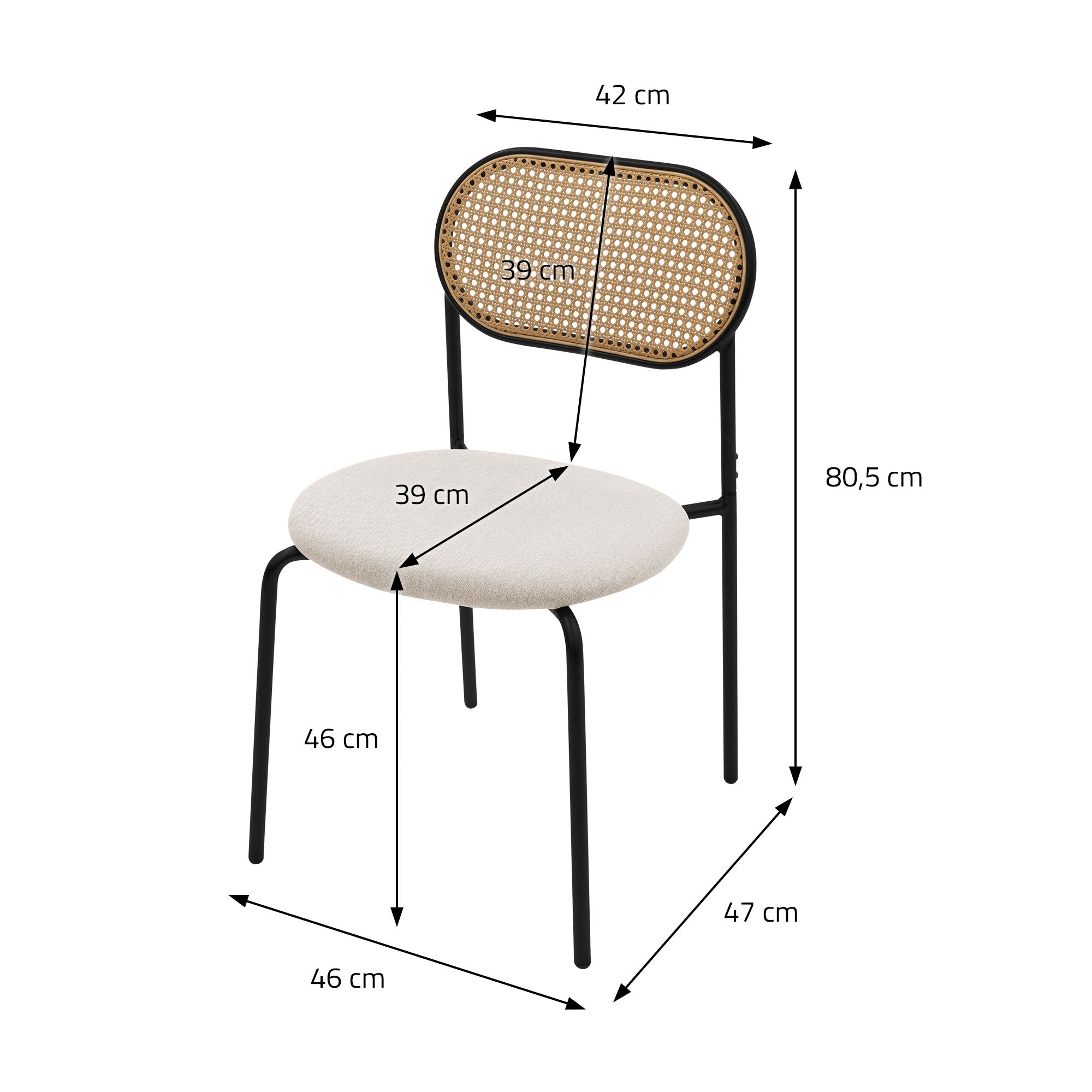 ECD Germany ML-Design chaise salle à manger beige lot 6