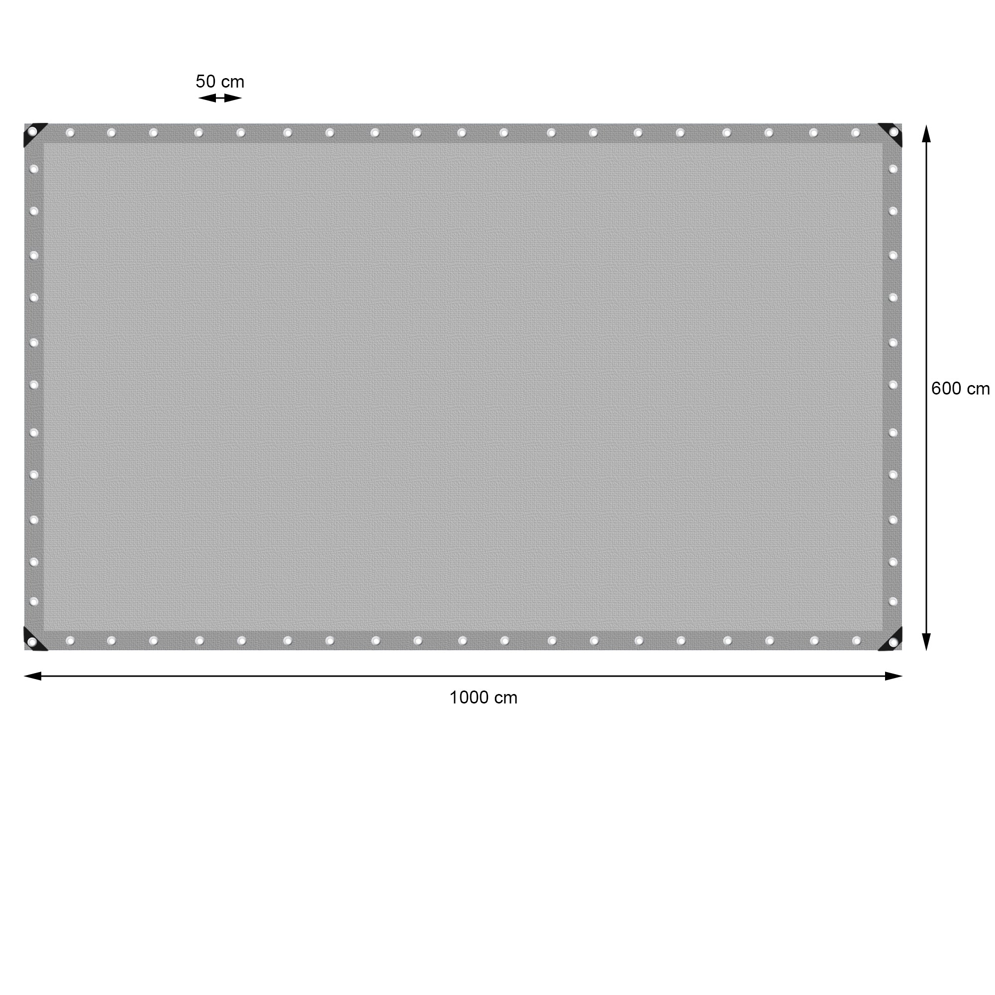 ECD Germany Garten 6x10 m bâche grise 260g/m² PE à œillets