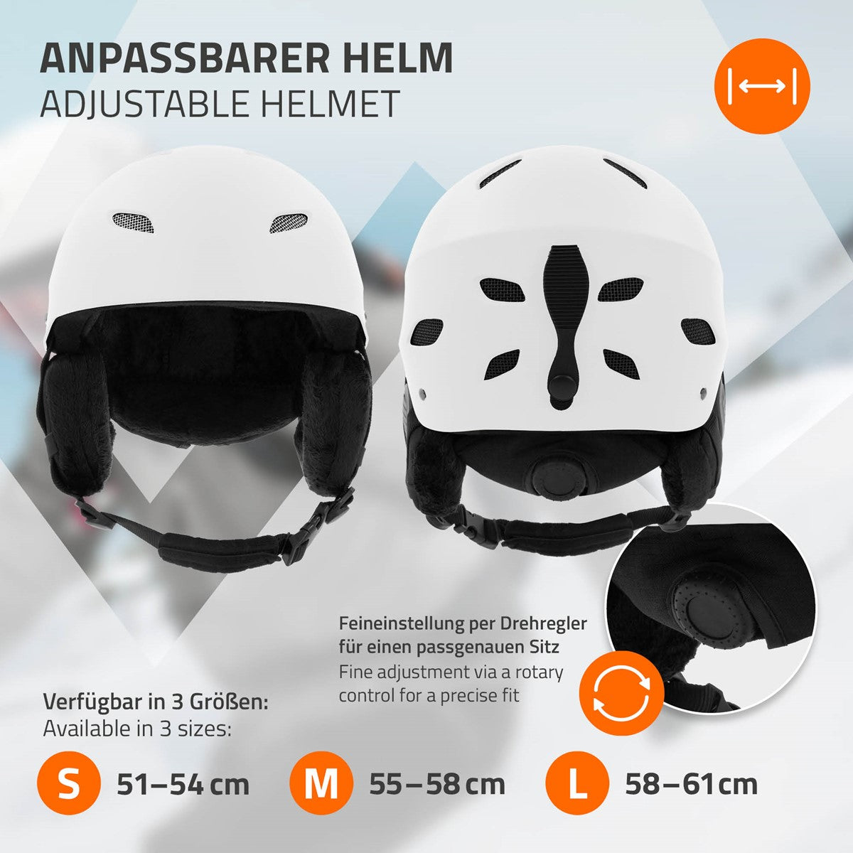 ECD Germany casque ski blanc taille L 58-61cm ABS/EPS ventilation