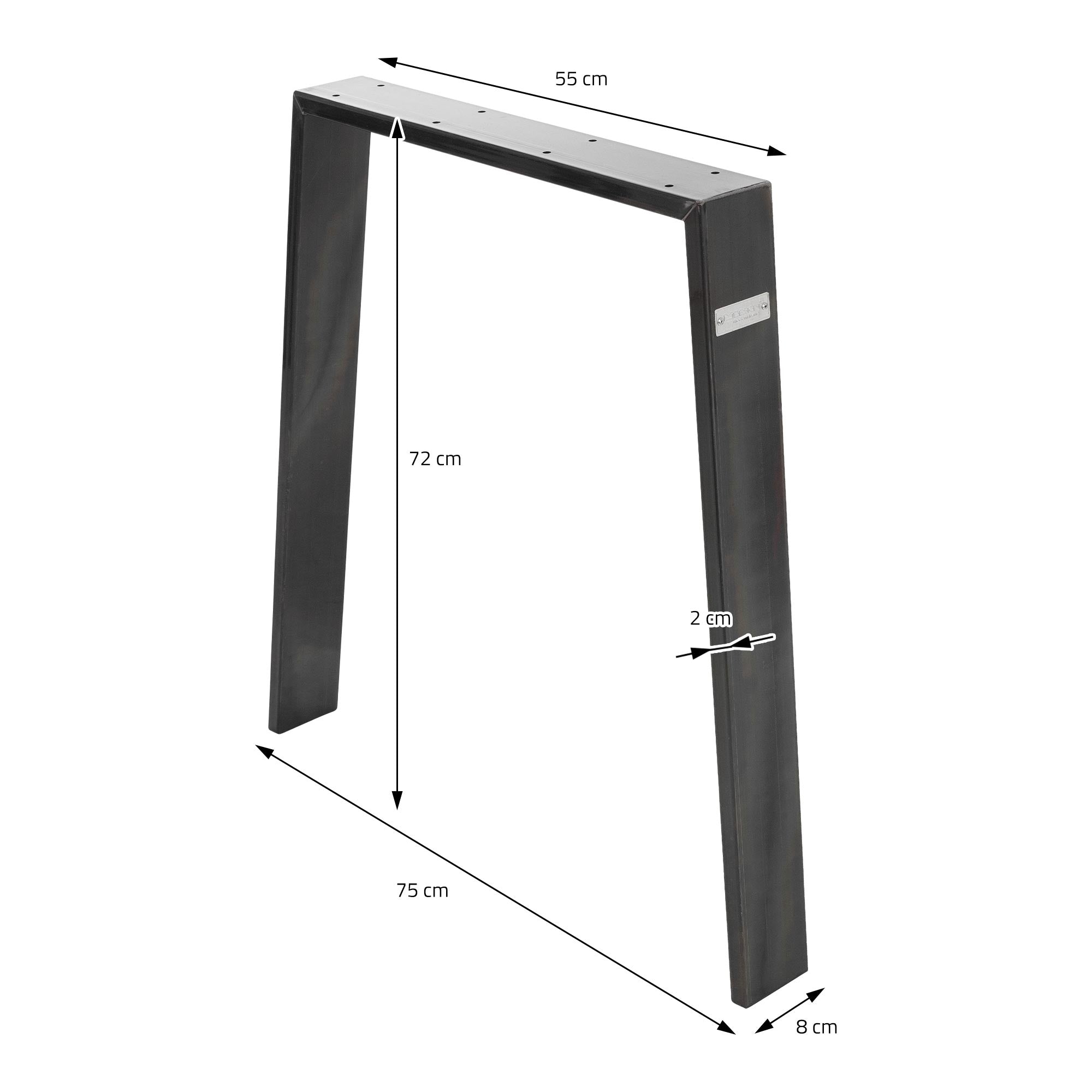 ECD Germany Möbel pied de table loft 75x72 cm acier industriel lot de 2