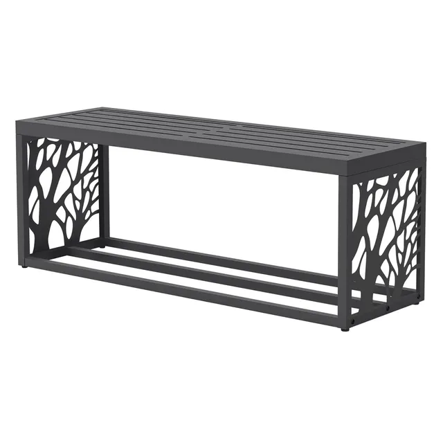 ECD Germany Range-Bûches Banc Acier Anthracite 120x38x43 cm