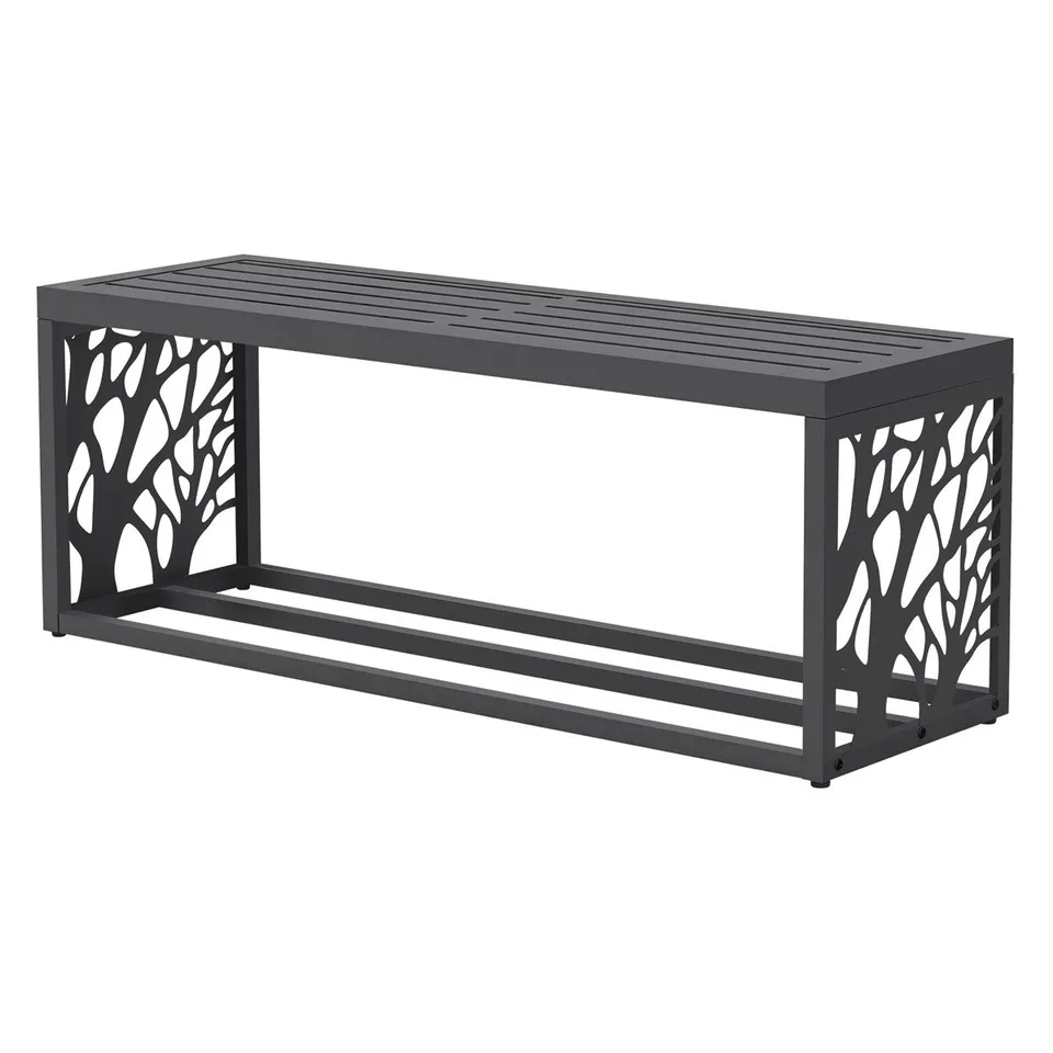 ECD Germany Range-Bûches Banc Acier Anthracite 120x38x43 cm