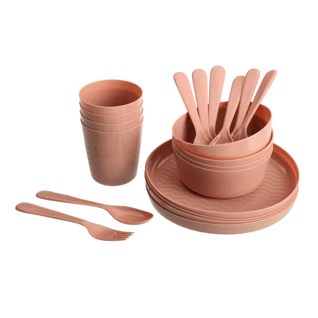 Stokomani Pique-nique 20 pièces vaisselle plastique rose clair