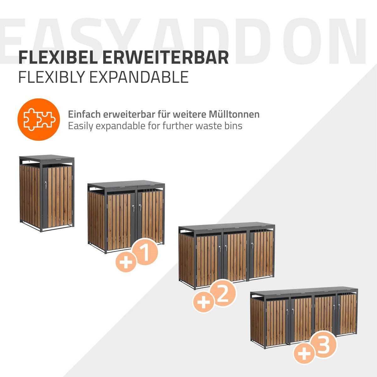 ECD Germany Garten cache poubelle 3x240L 200x80 cm acier chêne