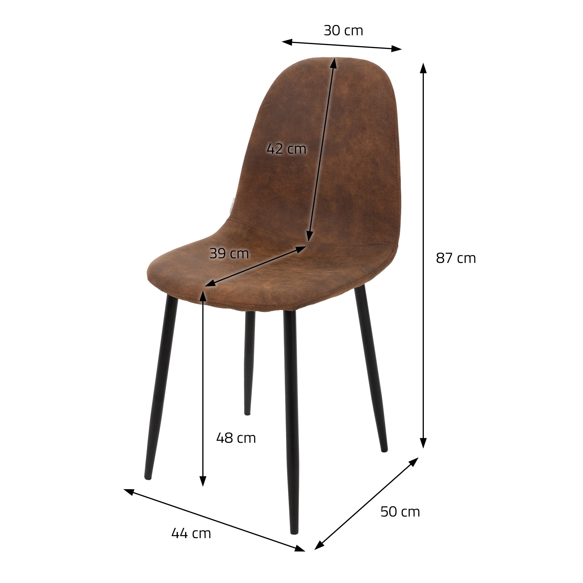 ECD Germany Möbel Lot 4 Chaises Salle à Manger Marron Simili