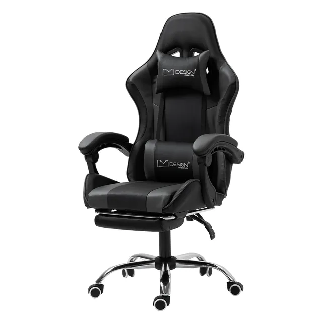 ECD Germany ML-Design chaise gaming massage noir/gris PU