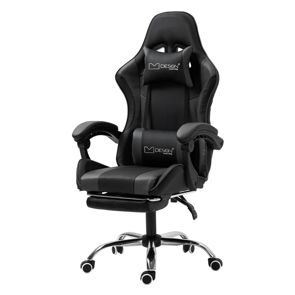 ECD Germany ML-Design chaise gaming massage noir/gris PU