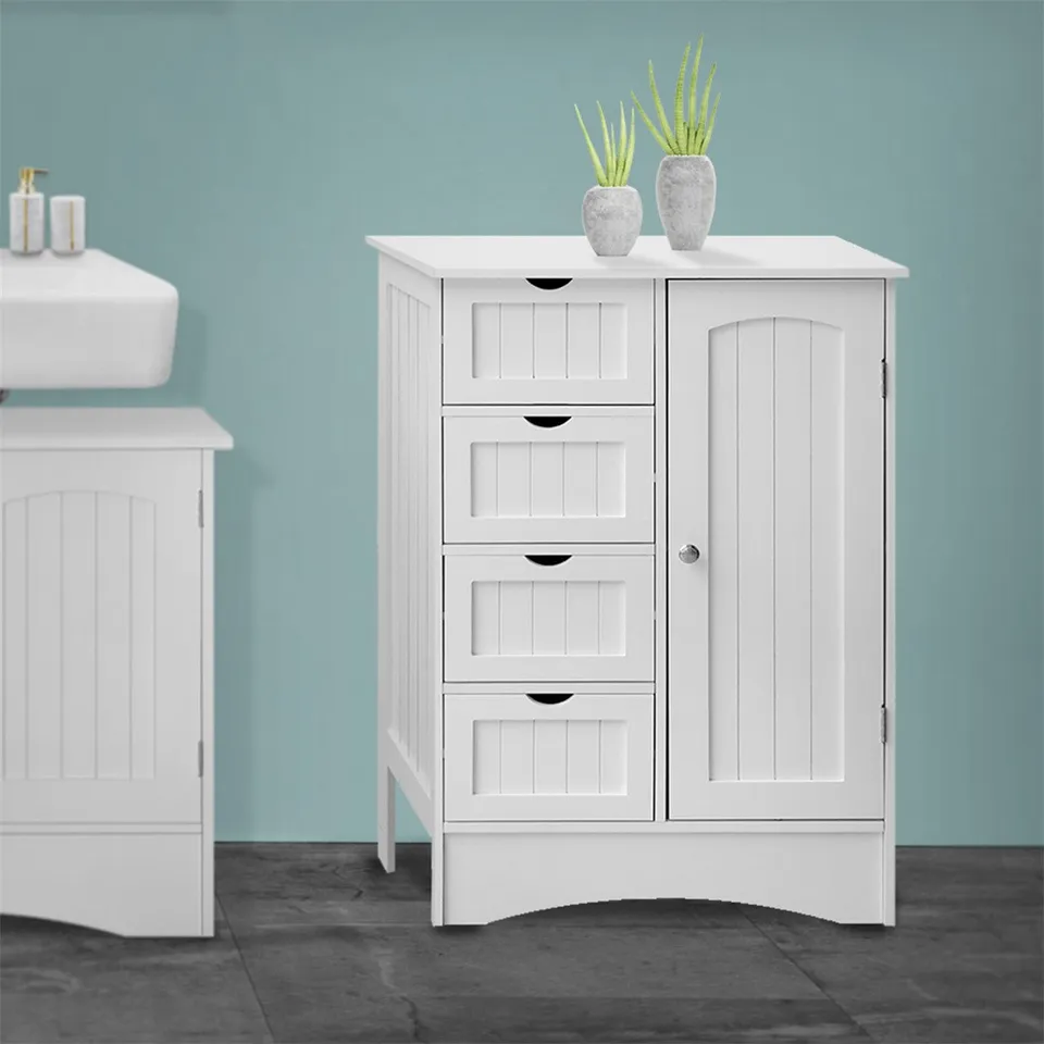 ECD Möbel armoire salle de bain blanc 55x81x30 cm 4 tiroirs