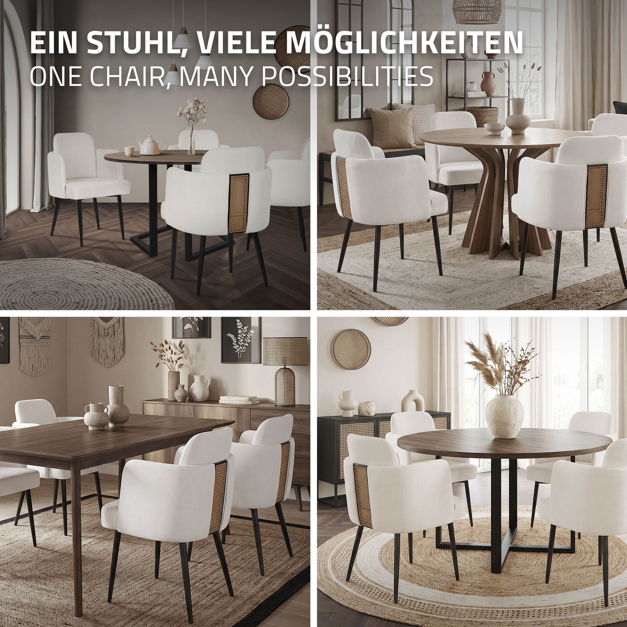 ML-Design Lot 2 chaises salle à manger beige accoudoirs