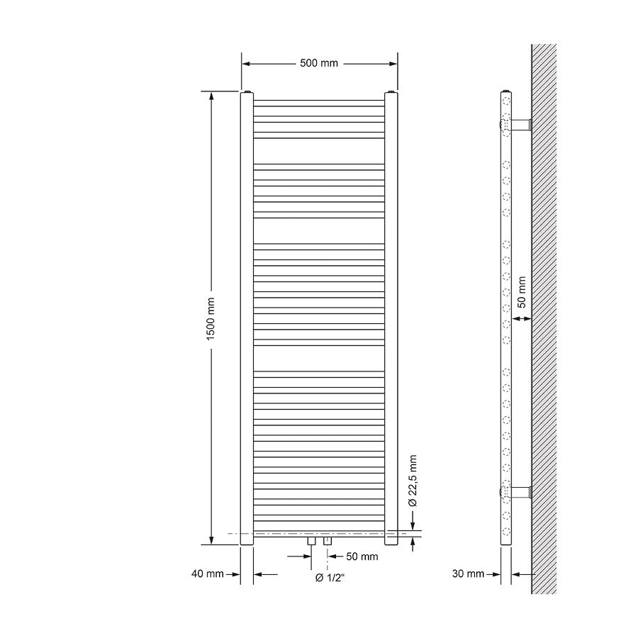 LuxeBath Radiateur Sèche-Serviettes Blanc 500x1500 mm Droit