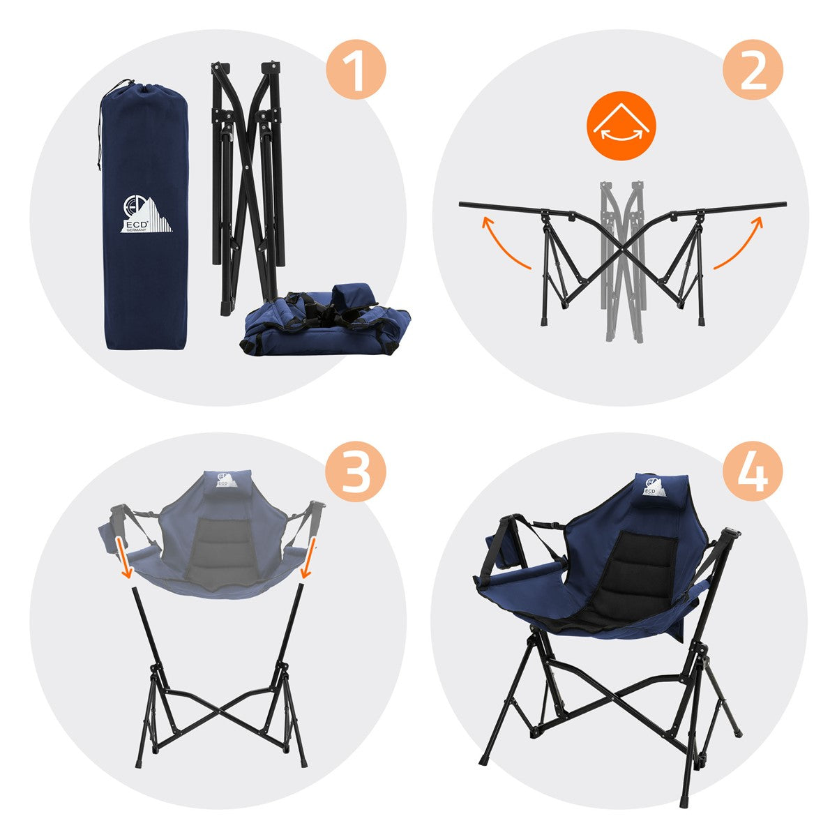 ECD Germany Sport & Freizeit chaise camping bleue avec porte-gobelet